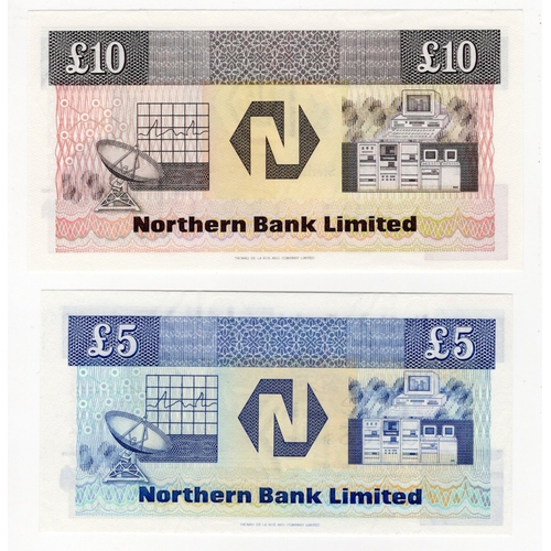 291 - Northern Ireland, Northern Bank Limited (2), 10 Pounds and 5 Pounds dated 24th August 1990, signed S... 