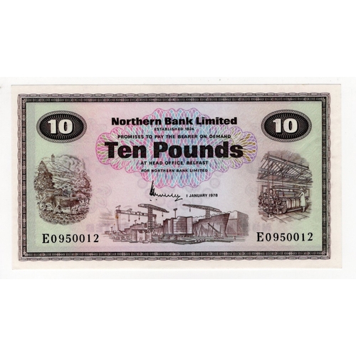 301 - Northern Ireland, Northern Bank Limited 10 Pounds dated 1st January 1978, signed J.B. Newland, seria... 