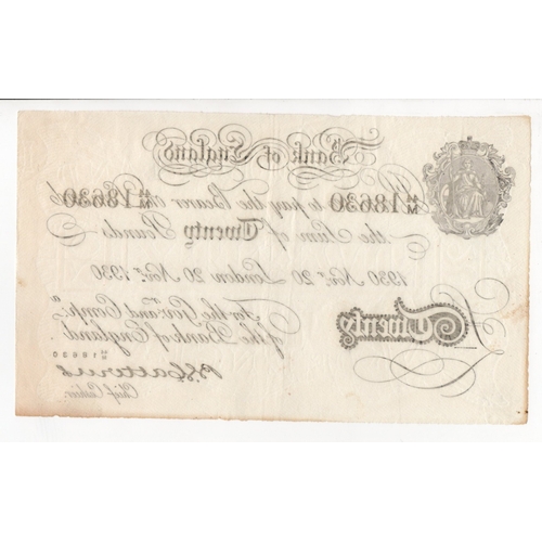 31 - Catterns BERNHARD note, 20 Pounds dated 20th November 1930, serial 44/M 18630 (B230 for type) Bernha... 