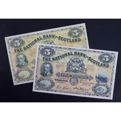 359 - Scotland, National Bank of Scotland (2), 5 Pounds dated 11th January 1943, signed Drever & Leggat, s... 