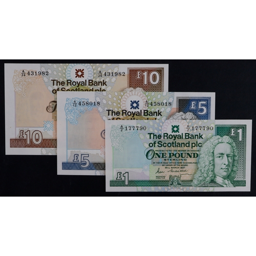 369 - Scotland, Royal Bank of Scotland (3), 10 Pounds dated 24th February 1988, 5 Pounds dated 25th March ... 