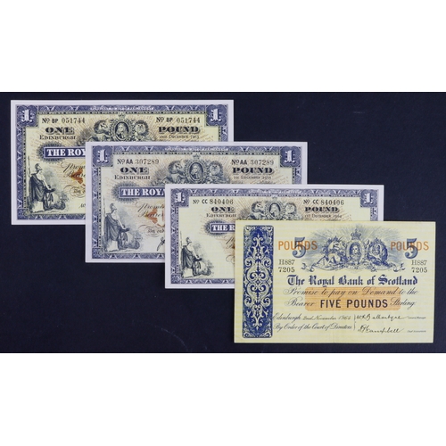 372 - Scotland, Royal Bank of Scotland (4), 5 Pounds dated 2nd November 1964 serial H887/7205 (PMS RB59a, ... 