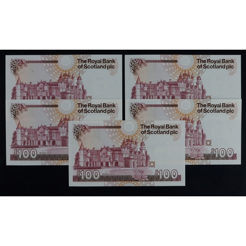 378 - Scotland, Royal Bank of Scotland 100 Pounds (5) dated 30th September 1998, signed G.R. Mathewson, a ... 