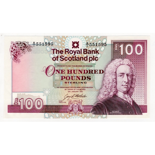 379 - Scotland, Royal Bank of Scotland 100 Pounds dated 28th January 1992 signed George Mathewson, serial ... 