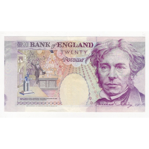 38 - ERROR Gill 20 Pounds issued 1991, miscut design misplaced horizontally showing part of adjacent note... 