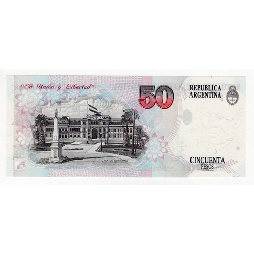 400 - Argentina 50 Pesos issued 1992, signature titles Vice Presidente & Presidente, serial 04907292 A (BN... 