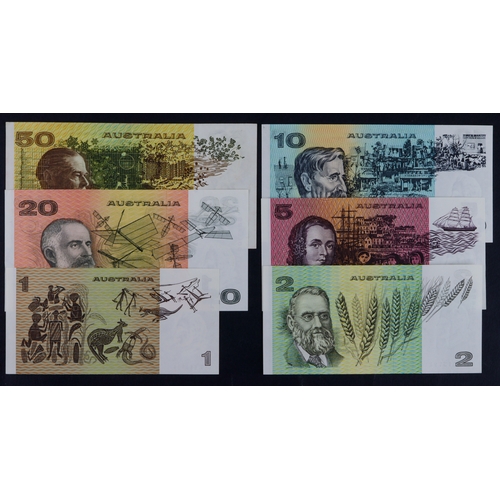 409 - Australia (6), 50 Dollars, 20 Dollars, 10 Dollars, 5 Dollars, 2 Dollars & 1 Dollar issued 1976, sign... 