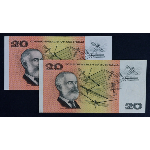 417 - Australia 20 Dollars (2) issued 1966, Commonwealth of Australia FIRST RUN 'XXA' prefixes, serial XAA... 