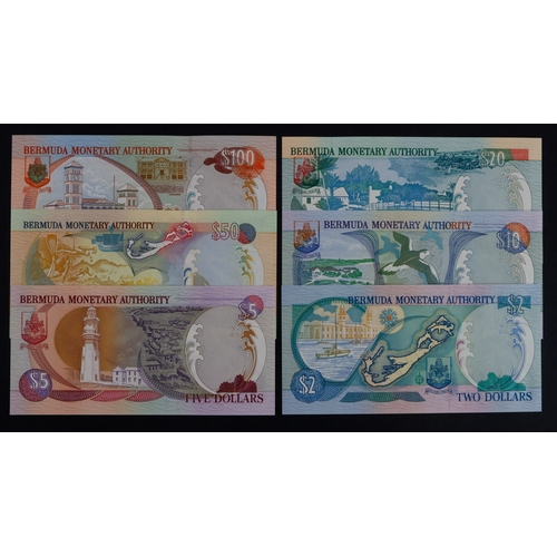 439 - Bermuda (6), 100 Dollars, 50 Dollars, 20 Dollars, 10 Dollars, 5 Dollars & 2 Dollars all dated 24th M... 