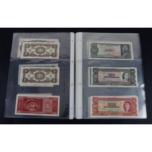 442 - Bolivia (27), high grade group in album sleeves, dated range 1911 - 1987, denominations 1 Boliviano ... 