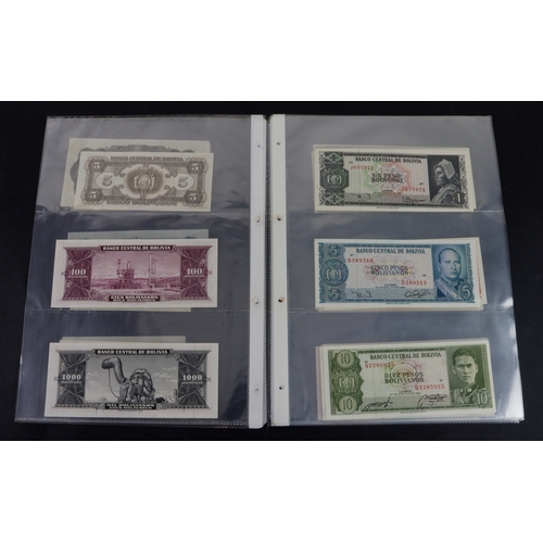 442 - Bolivia (27), high grade group in album sleeves, dated range 1911 - 1987, denominations 1 Boliviano ... 