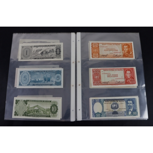 442 - Bolivia (27), high grade group in album sleeves, dated range 1911 - 1987, denominations 1 Boliviano ... 