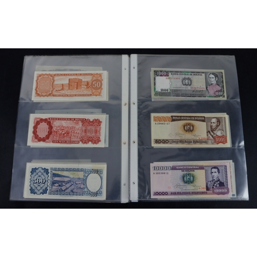 442 - Bolivia (27), high grade group in album sleeves, dated range 1911 - 1987, denominations 1 Boliviano ... 