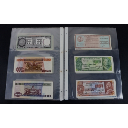 442 - Bolivia (27), high grade group in album sleeves, dated range 1911 - 1987, denominations 1 Boliviano ... 