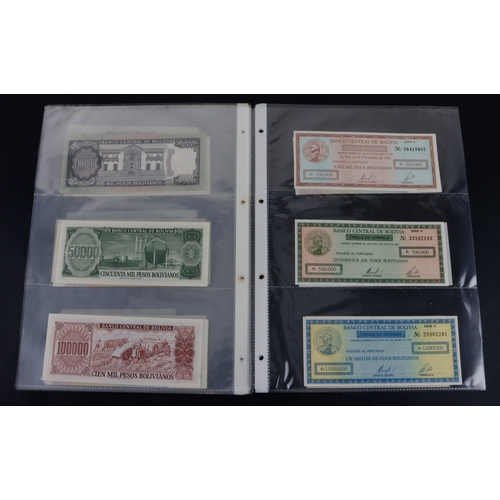 442 - Bolivia (27), high grade group in album sleeves, dated range 1911 - 1987, denominations 1 Boliviano ... 