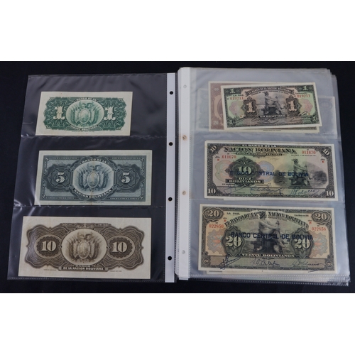 443 - Bolivia (40), collection in album sleeves, dated range 1911 - 1987, denominations 1 Boliviano to 5 M... 