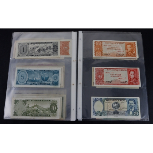 443 - Bolivia (40), collection in album sleeves, dated range 1911 - 1987, denominations 1 Boliviano to 5 M... 