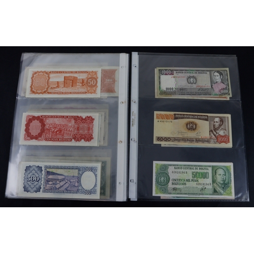 443 - Bolivia (40), collection in album sleeves, dated range 1911 - 1987, denominations 1 Boliviano to 5 M... 