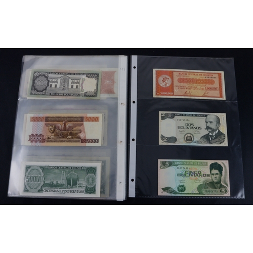 443 - Bolivia (40), collection in album sleeves, dated range 1911 - 1987, denominations 1 Boliviano to 5 M... 