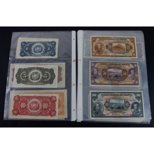 443 - Bolivia (40), collection in album sleeves, dated range 1911 - 1987, denominations 1 Boliviano to 5 M... 