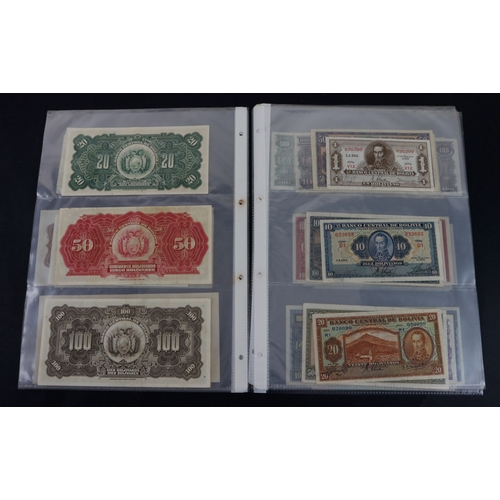 443 - Bolivia (40), collection in album sleeves, dated range 1911 - 1987, denominations 1 Boliviano to 5 M... 