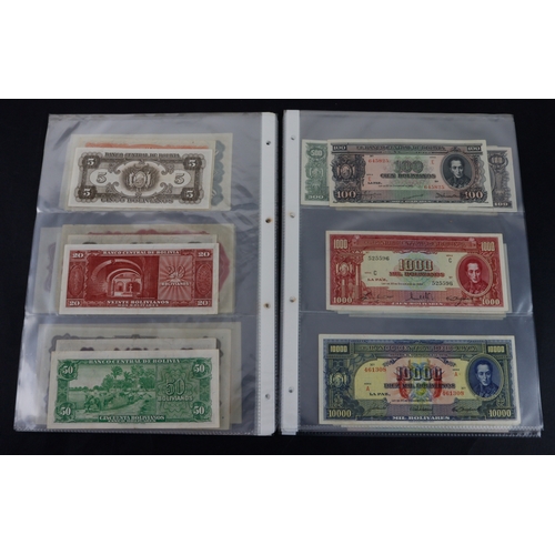 443 - Bolivia (40), collection in album sleeves, dated range 1911 - 1987, denominations 1 Boliviano to 5 M... 