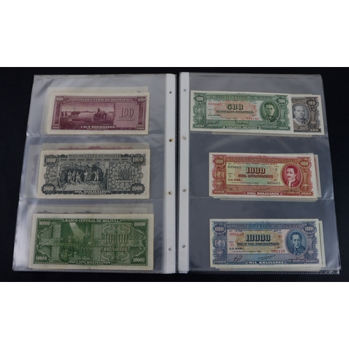 443 - Bolivia (40), collection in album sleeves, dated range 1911 - 1987, denominations 1 Boliviano to 5 M... 