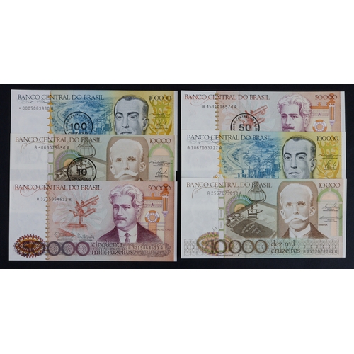 451 - Brazil (6), 10000 Cruzeiros, 50000 Cruzeiros, 100000 Cruzeiros, issued 1984 - 1986 (Pick203a, 204c, ... 