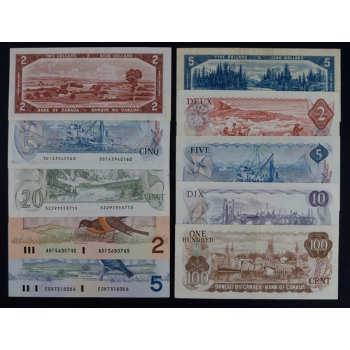 466 - Canada (10), 2 Dollars and 5 Dollars dated 1954 signed Beattie & Raminsky, 2 Dollars, 5 Dollars, 10 ... 