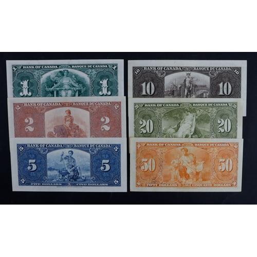 470 - Canada (6), a group of King George VI notes, 50 Dollars, 20 Dollars, 10 Dollars, 5 Dollars, 2 Dollar... 