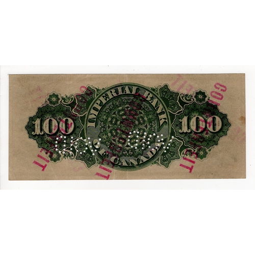 476 - Canada 100 Dollars Imperial Bank counterfeit dated 2nd January 1917, plate A serial No.53682 (PickS1... 