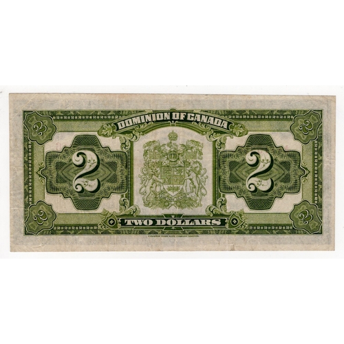 487 - Canada, Dominion of Canada 2 Dollars dated 23rd June 1923, signed Hyndman & Saunders, black seal, po... 