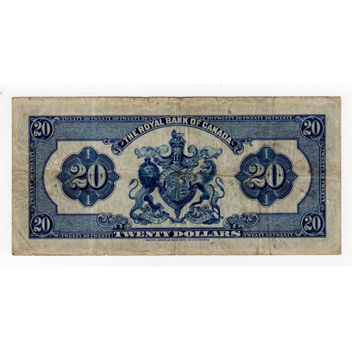 489 - Canada, Royal Bank of Canada 20 Dollars dated 2nd January 1935, series A, serial No. 104759 (PickS13... 