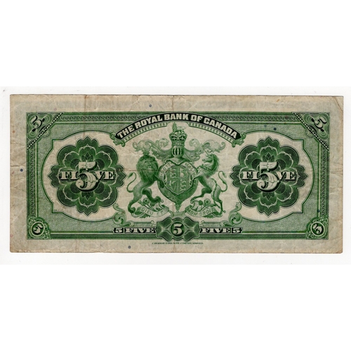 490 - Canada, Royal Bank of Canada 5 Dollars dated 3rd January 1927, series B, serial No. 2969370 (PickS13... 