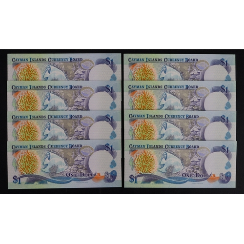 494 - Cayman Islands 1 Dollar (8) dated 1996, a consecutively numbered run, serial B/2 316092 - B/2 316099... 