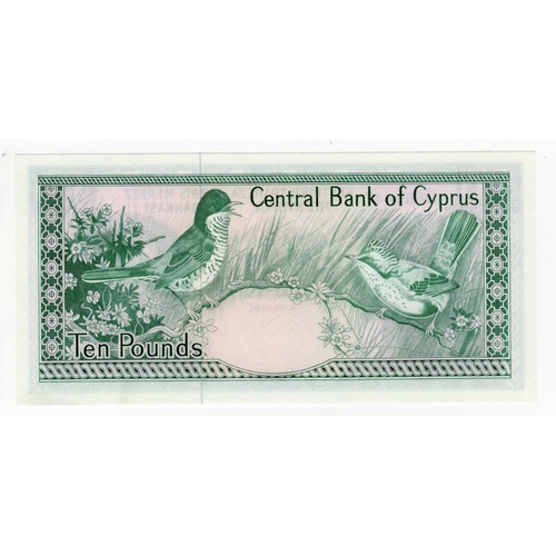 528 - Cyprus 10 Pounds dated 1st October 1981, serial G669447 (BNB B308e, Pick48b) Uncirculated