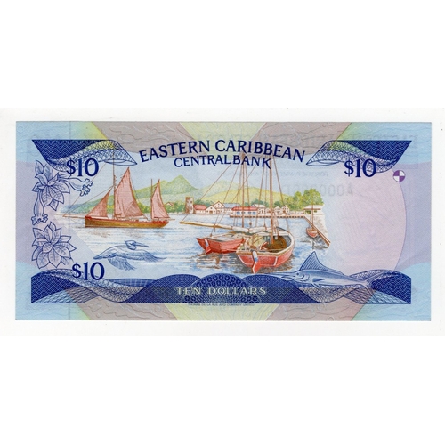 542 - East Caribbean 10 Dollars issued 1985 - 1993, Dominica issue with D suffix, VERY LOW serial A 000086... 