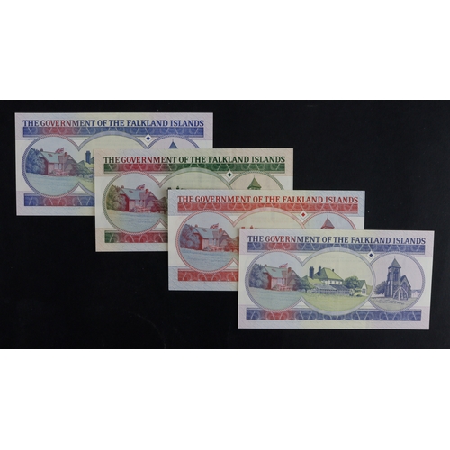 570 - Falkland Islands (4), 50 Pounds dated 1st July 1990 serial A007295 (BNB B222a, Pick16a), 10 Pounds d... 