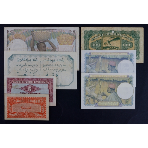 588 - French West Africa (7), 5 Francs dated 1919 serial A.968 719 (BNB B101Db2, Pick5Ba) pinholes VF, 100... 