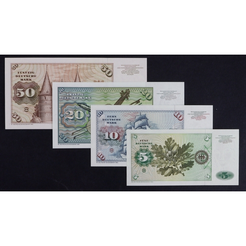 598 - Germany Federal Republic (4), 50 Deutsche Mark, 20 Deutsche Mark, 10 Deutsche Mark, 5 Deutsche Mark ... 