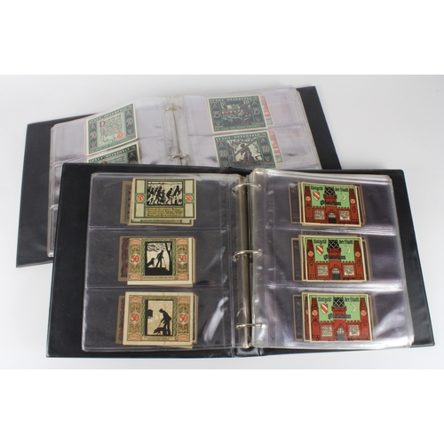 601 - Germany Notgeld (310) in 2 albums, a mixed collection of town/city sets and individual notes, mixed ... 