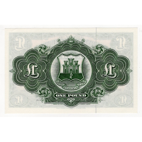 608 - Gibraltar 1 Pound dated 20th November 1971, serial H270358, Rock of Gibraltar at lower centre (BNB B... 