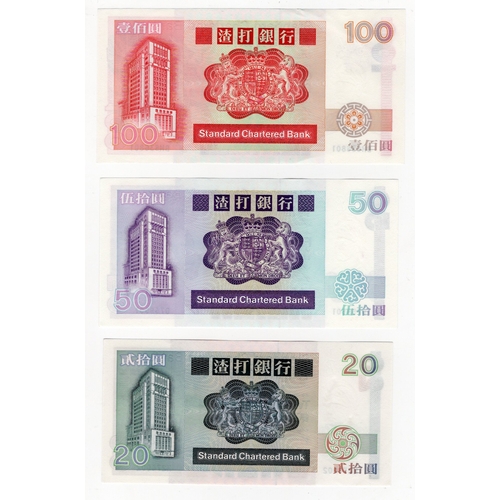 622 - Hong Kong (3), Standard Chartered Bank 100 Dollars & 50 Dollars dated 1988, 20 Dollars dated 1985 (B... 