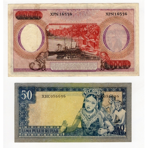 633 - Indonesia (2), a pair of REPLACEMENT notes, 10000 Rupiah dated 1964, serial XPN 16536, 50 Rupiah dat... 