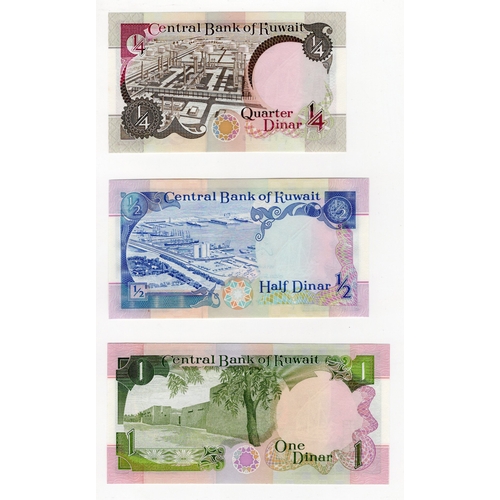 661 - Kuwait (3), 1/4 Dinar, 1/2 Dinar and 1 Dinar issued 1992, Post Gulf War issues with all new colours ... 