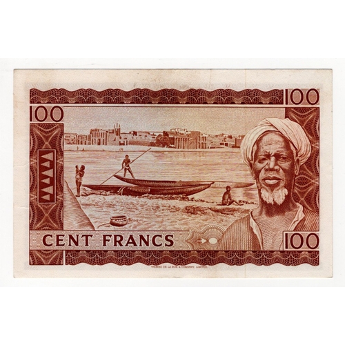 687 - Mali 100 Francs dated 1960 (issued 1967), FIRST prefix 'A', serial A870521 (BNB B107a, Pick7a) EF