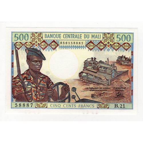 688 - Mali 500 Francs issued 1973 - 1984, serial B.21 58887 (BNB B202e, Pick12e) Uncirculated