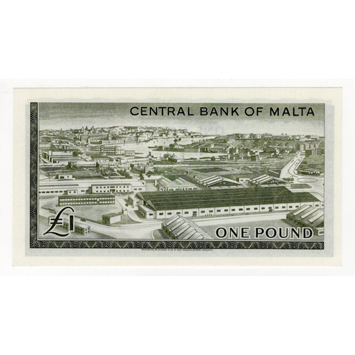 691 - Malta 1 Pound issued 1968, Queen Elizabeth II portrait at right, signed P.L. Hogg, serial A/14 32965... 