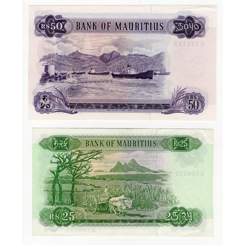 695 - Mauritius (2), 50 Rupees issued 1967, serial A/10 771713 (BNB B404c, Pick33c) handling/paper dent, a... 