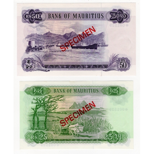 696 - Mauritius (2), a SPECIMEN pair comprising 50 Rupees & 25 Rupees issued 1978, from the Franklin Mint ... 